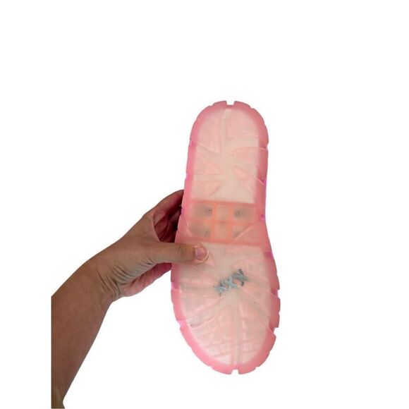 UGG Fluffita Womens Pink Clear Fluffy Platform Slides Slippers Sandals Size 10 - Picture 5 of 9